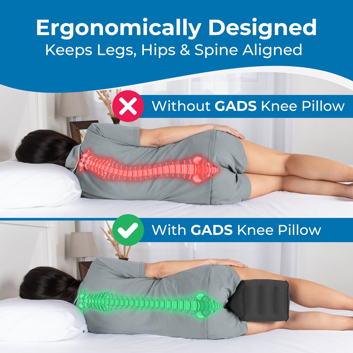 Premium Inflatable Knee Pillow – Ultimate Comfort for Side Sleepers, Ideal for Travel, Orthopedic Relief for Sciatica, Hip & Joint Pain – Lightweight, Adjustable Firmness Leg Support Pillow