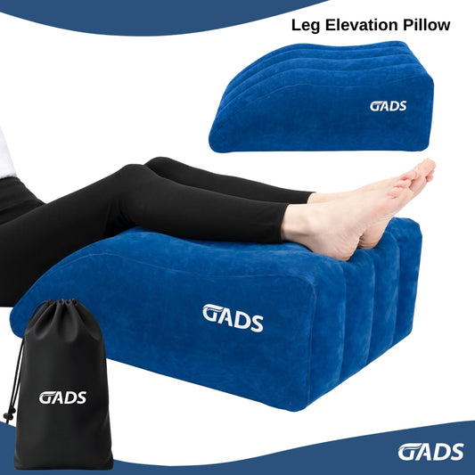 GADS Medical Inflatable Leg Elevating Pillow - Inflatable Leg Pillow & Knee Pillow for Travel - Wedge for Sleeping in Bed & Leg Swelling Relief - Portable Elevation Pillow for Blood Circulation & Recovery