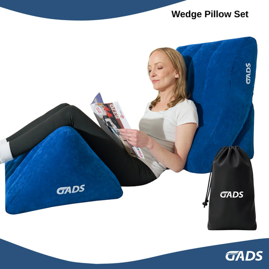 GADS Medical Inflatable Wedge Pillow Set for Acid Reflux Relief, Sleep Apnea & Back Pain | Inflatable Bed Wedge for Sleeping, Swollen Legs, and Travel | Compact Blow-Up Leg Pillow for Elevation & Pain Relief